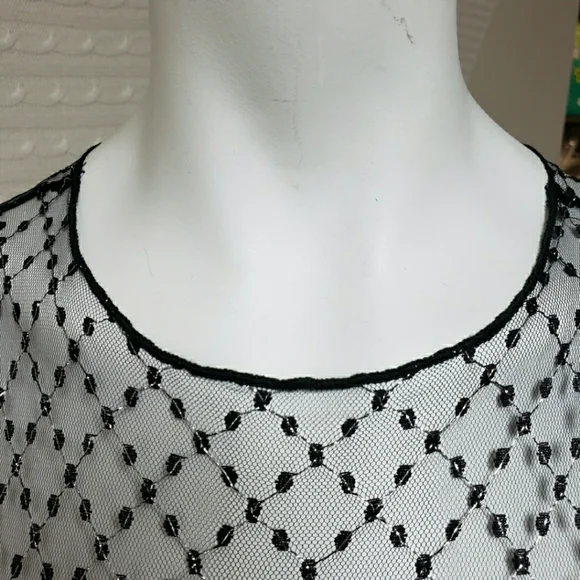 Nasty Gal NWT black mesh metallic bodysuit size 0 - Picture 5 of 13